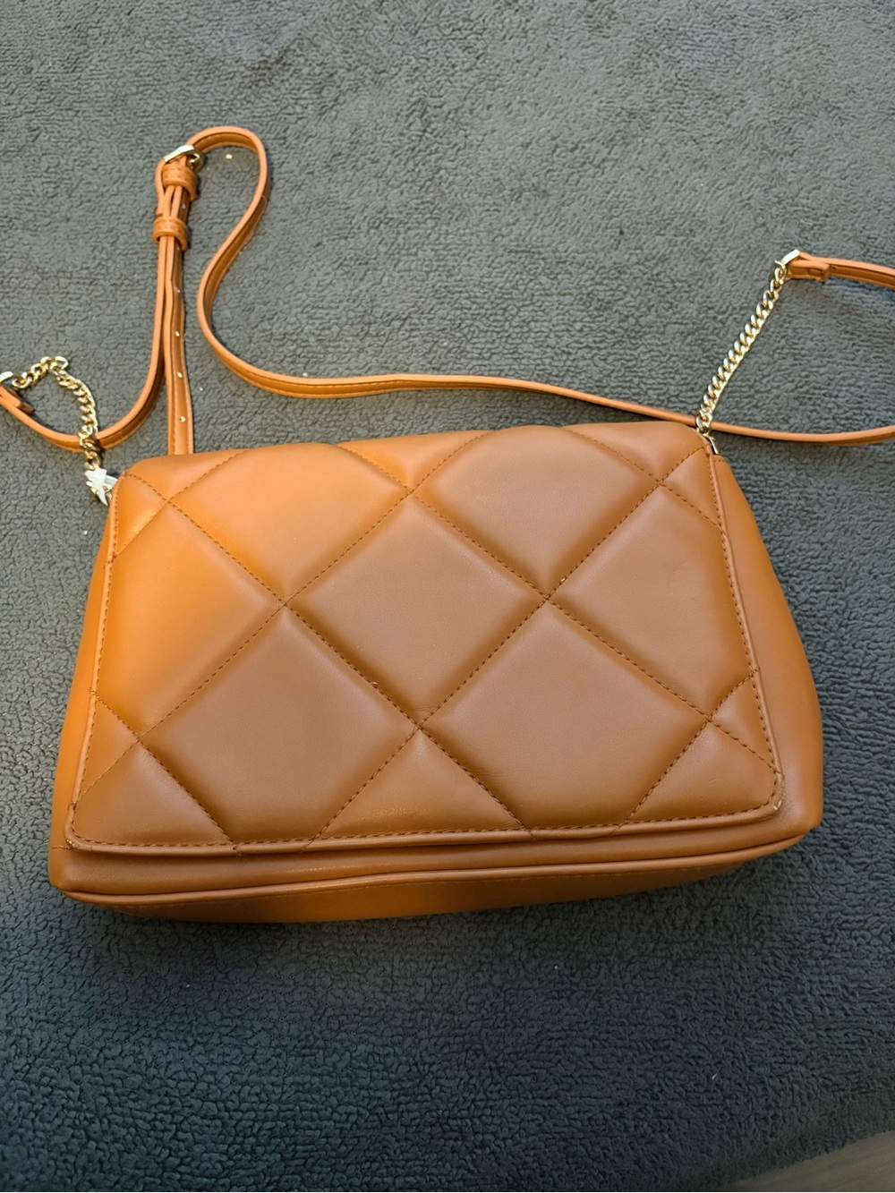 Quilted Crossbody Shoulder Bag - Tan